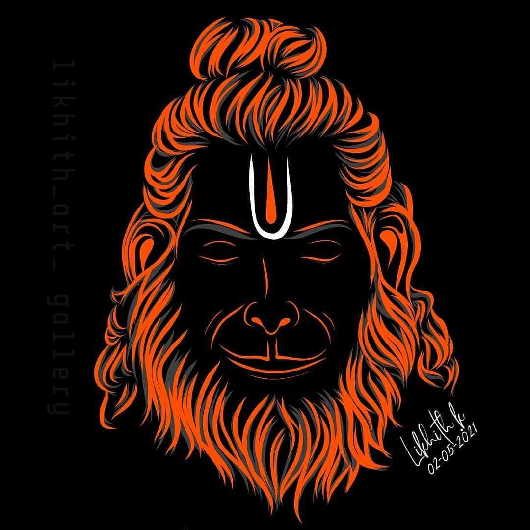 Lord Hanuman Bhagwan Ji HD Poster In Black Wallpaper