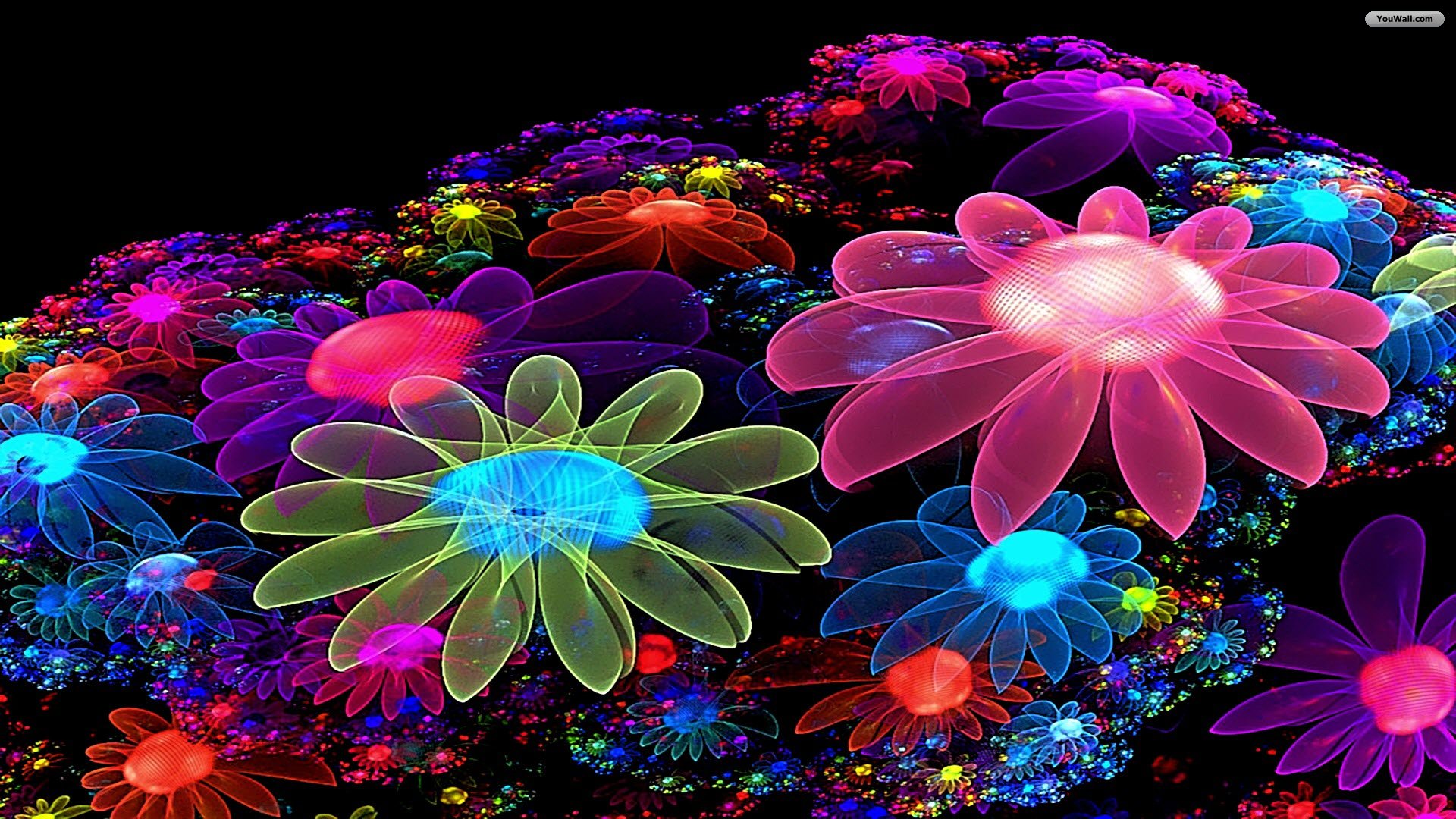 Fluorescent Flowers Wallpaper
