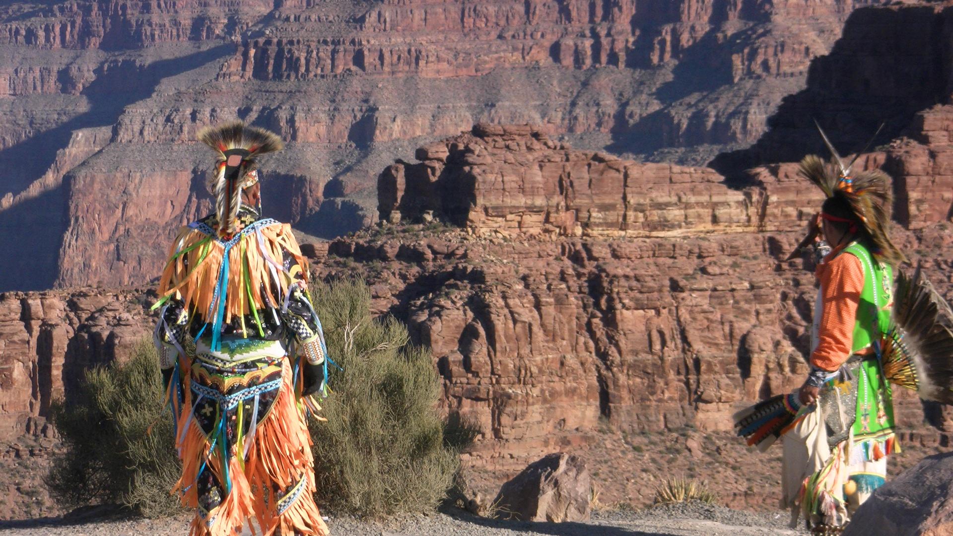 Native American Indians At Grand Canyon HD Wallpaper