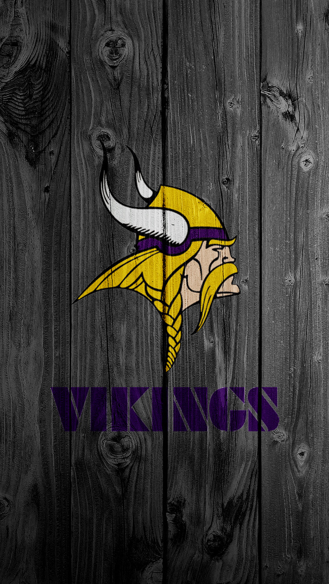 Vikings Logo Wallpaper Black Wood iPhone