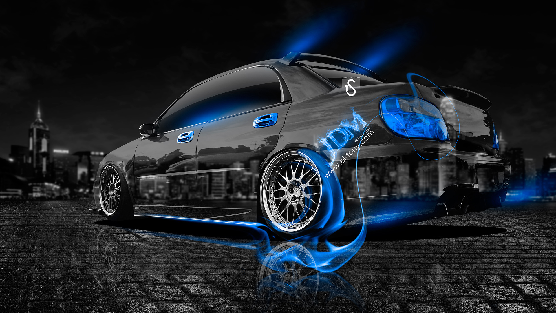 Subaru Impreza Wrx Sti Jdm Blue Fire Crystal Car HD Wallpaper