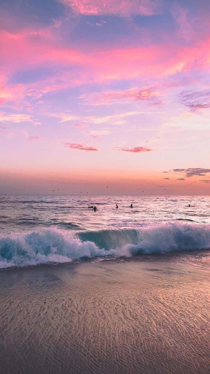 Download Summer Beach Iphone Pink Purple Wallpaper