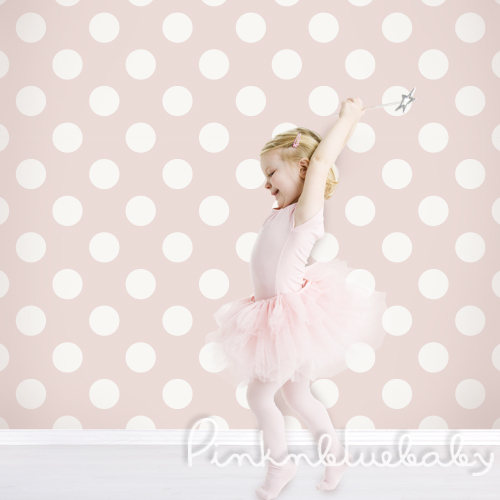 Polka Dot Off White Pink Removable Wallpaper Pinknbluebaby
