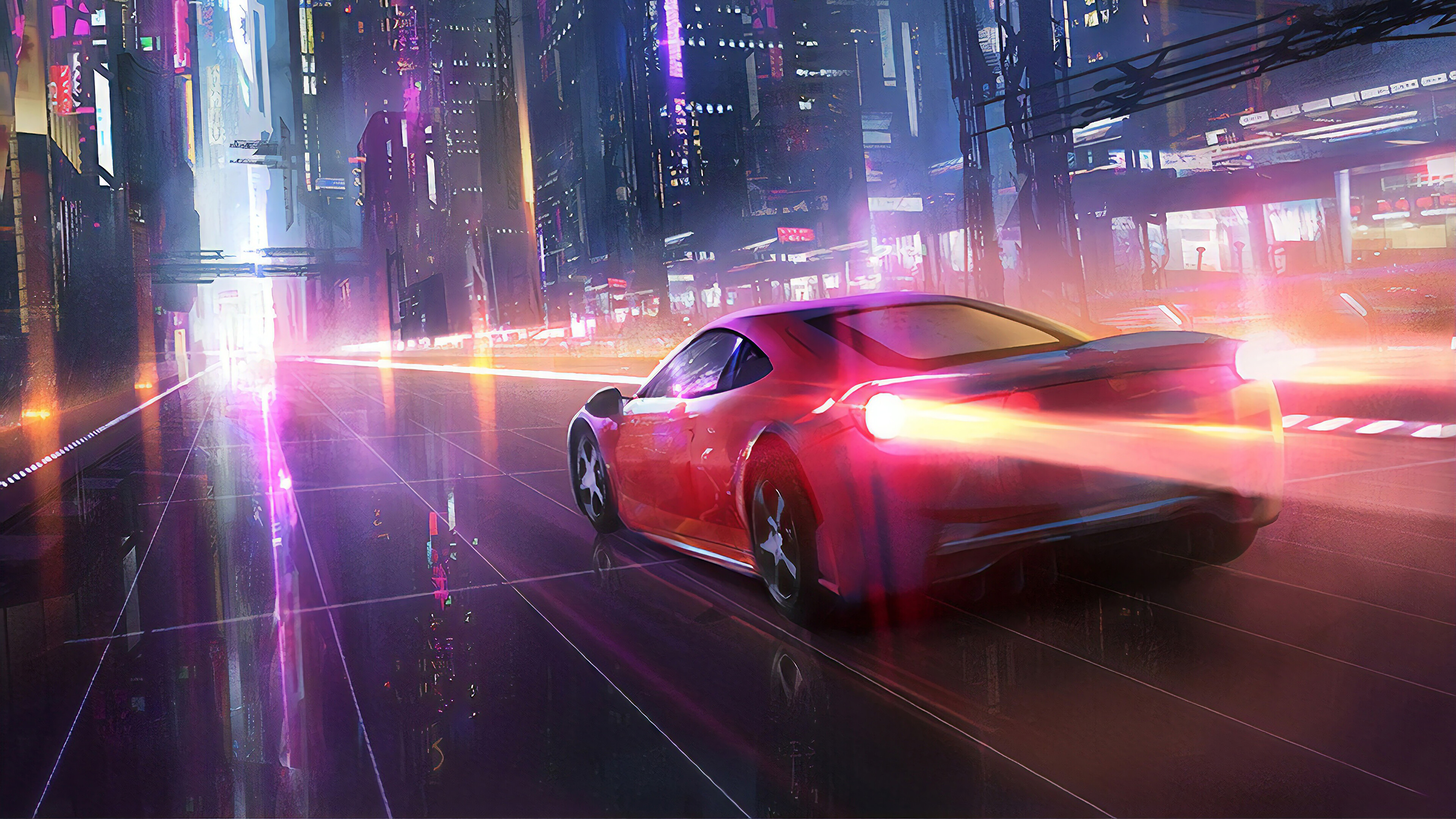 Cyberpunk City Sports Car Hyperdrive Sci Fi 4k Wallpaper