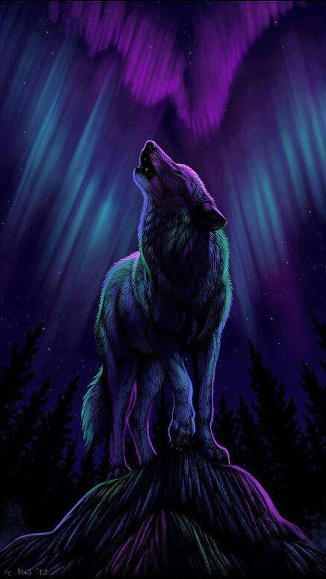 Fire And Ice Wolf Wallpaper