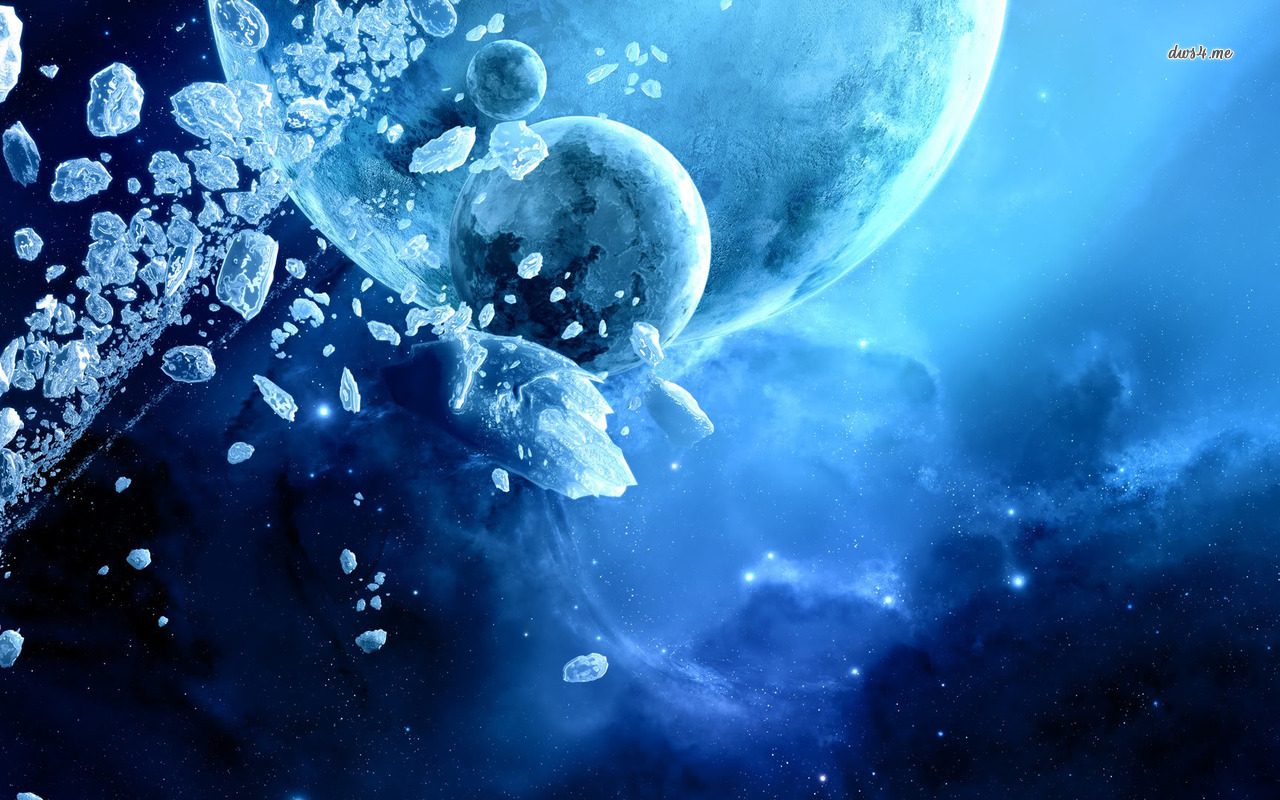 Icy Asteroids Wallpaper Fantasy