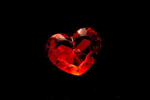 Red Heart On The Black Background Whit Glitter O