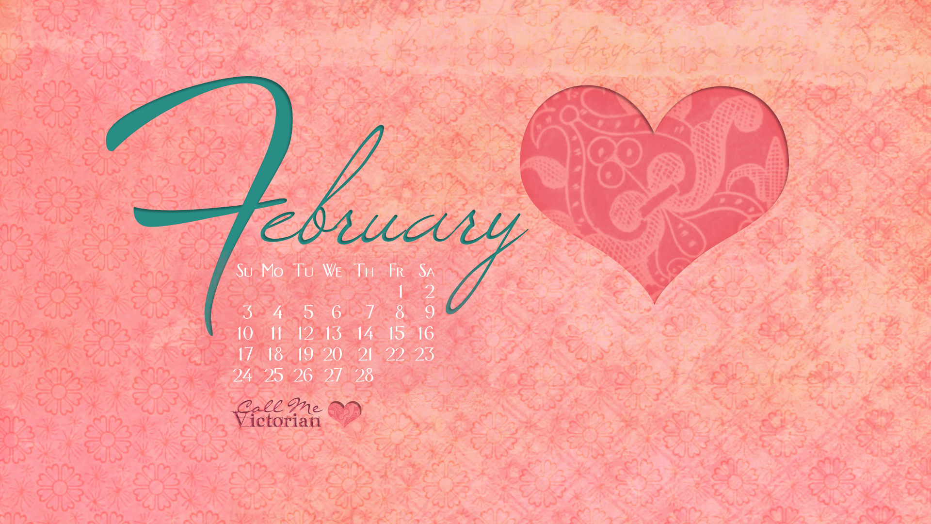 February Desktop Calendar Wallpaper Call Me Victorian