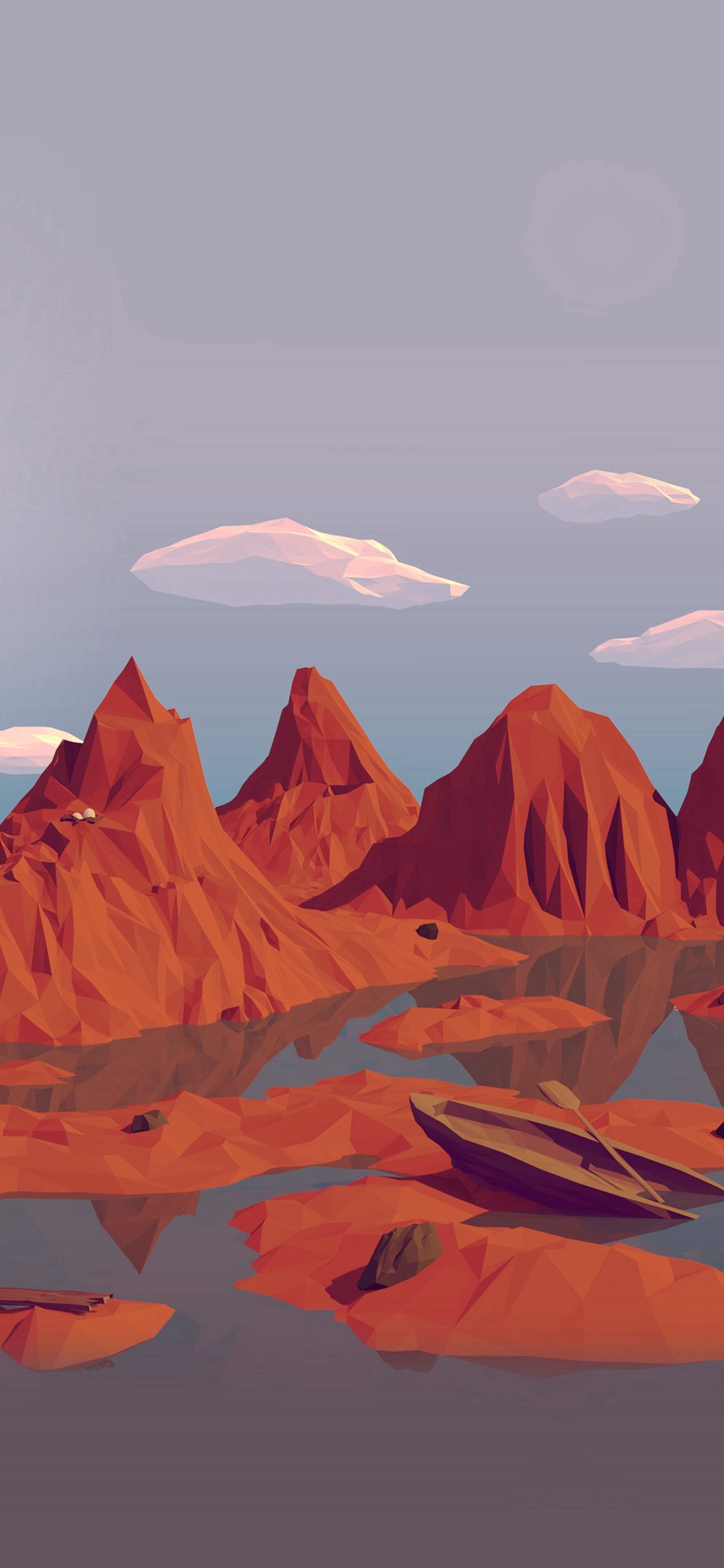 Low Poly Art Mountain Red Illust Art iPhone X Wallpapers Free Download