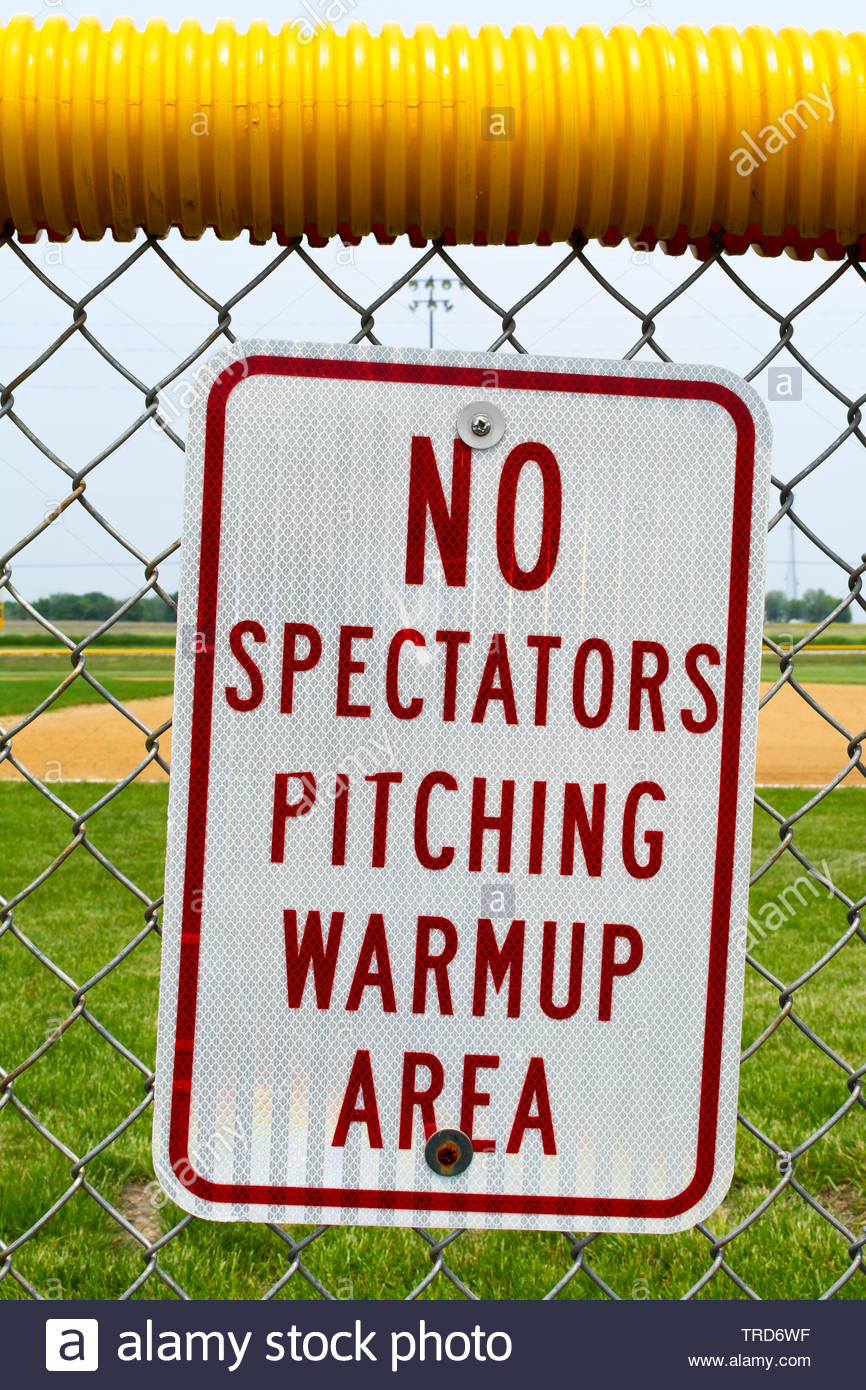 Free download No spectator pitching warmup area sign on fence with ...