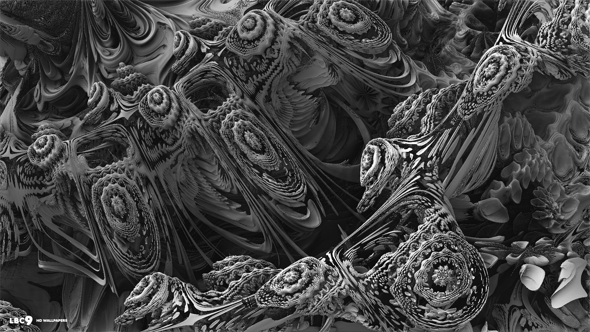 Black And White Fractals Wallpaper HD Background