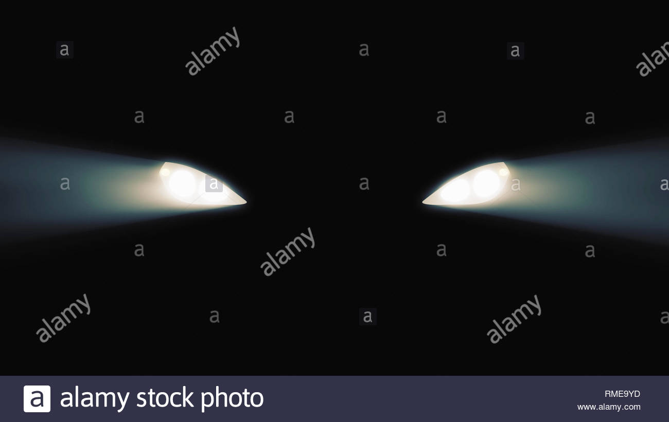 Animation Of Car Headlight On Black Background Luminous