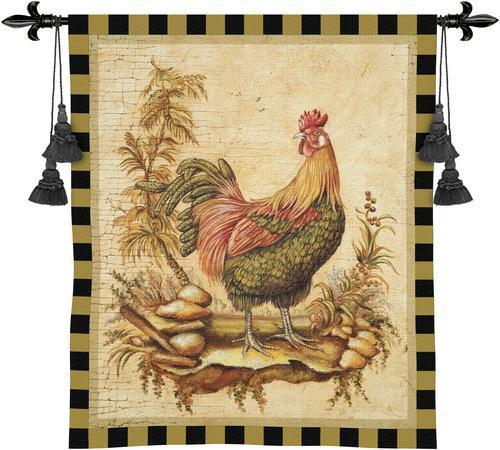 French Country Rooster Wall Tapestry Fine Art Provincial