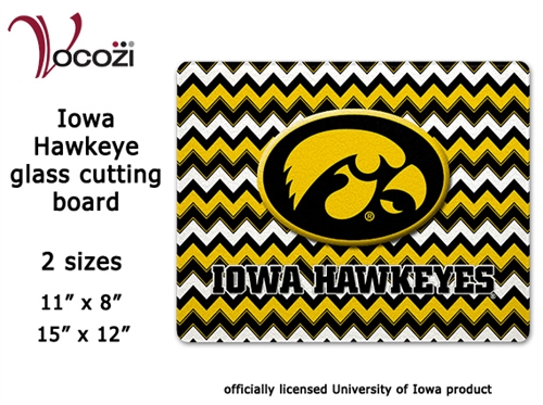 Iowa Hawkeye Chevron Cutting Board Tempered Glass   Tigerhawk