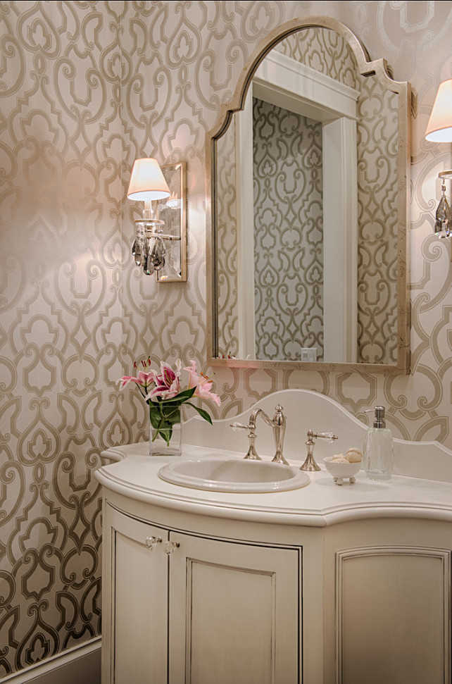 Room Design Elegant Powder Ideas With Wallpaper