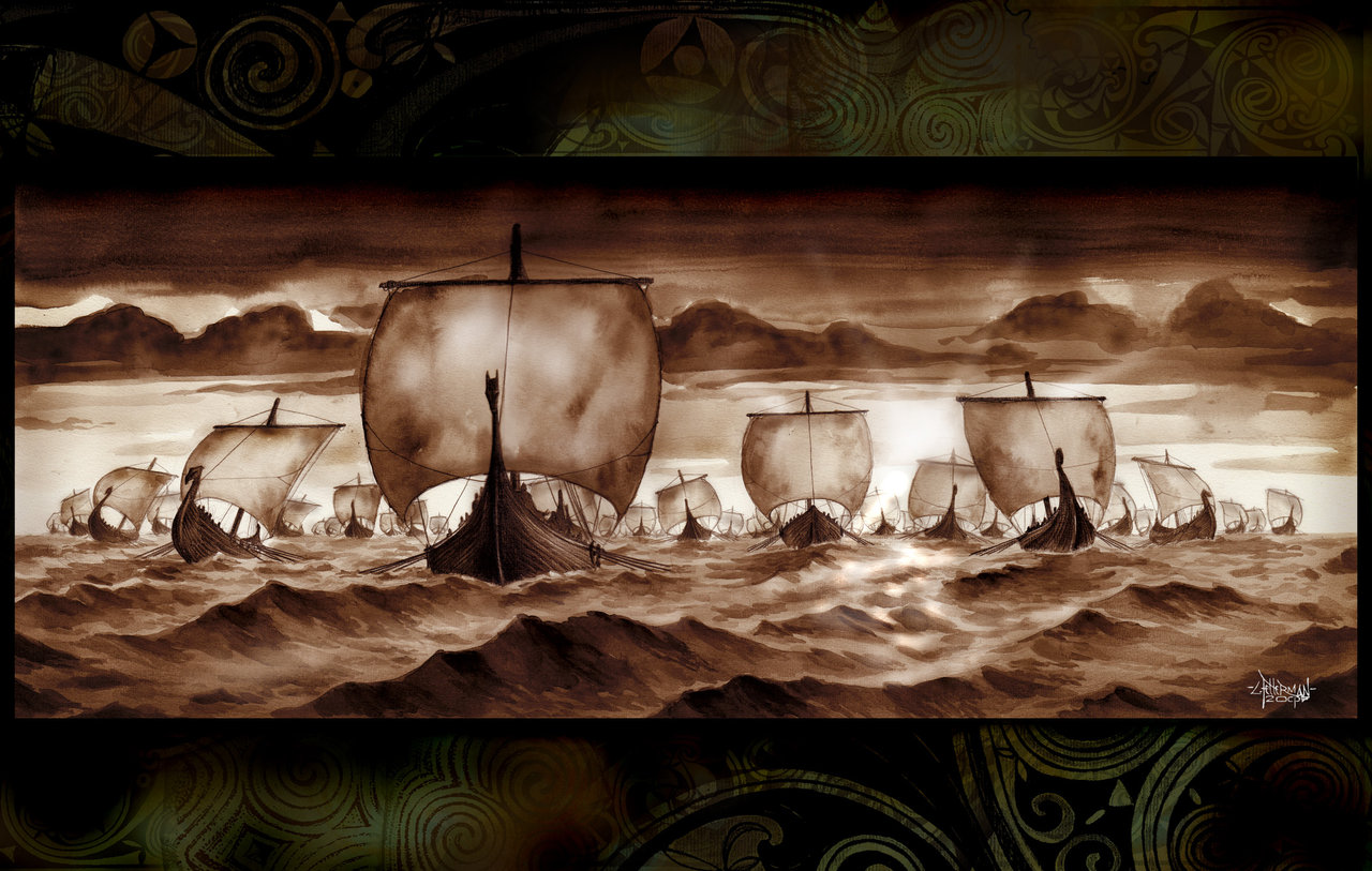 Viking ship attack wallpaper