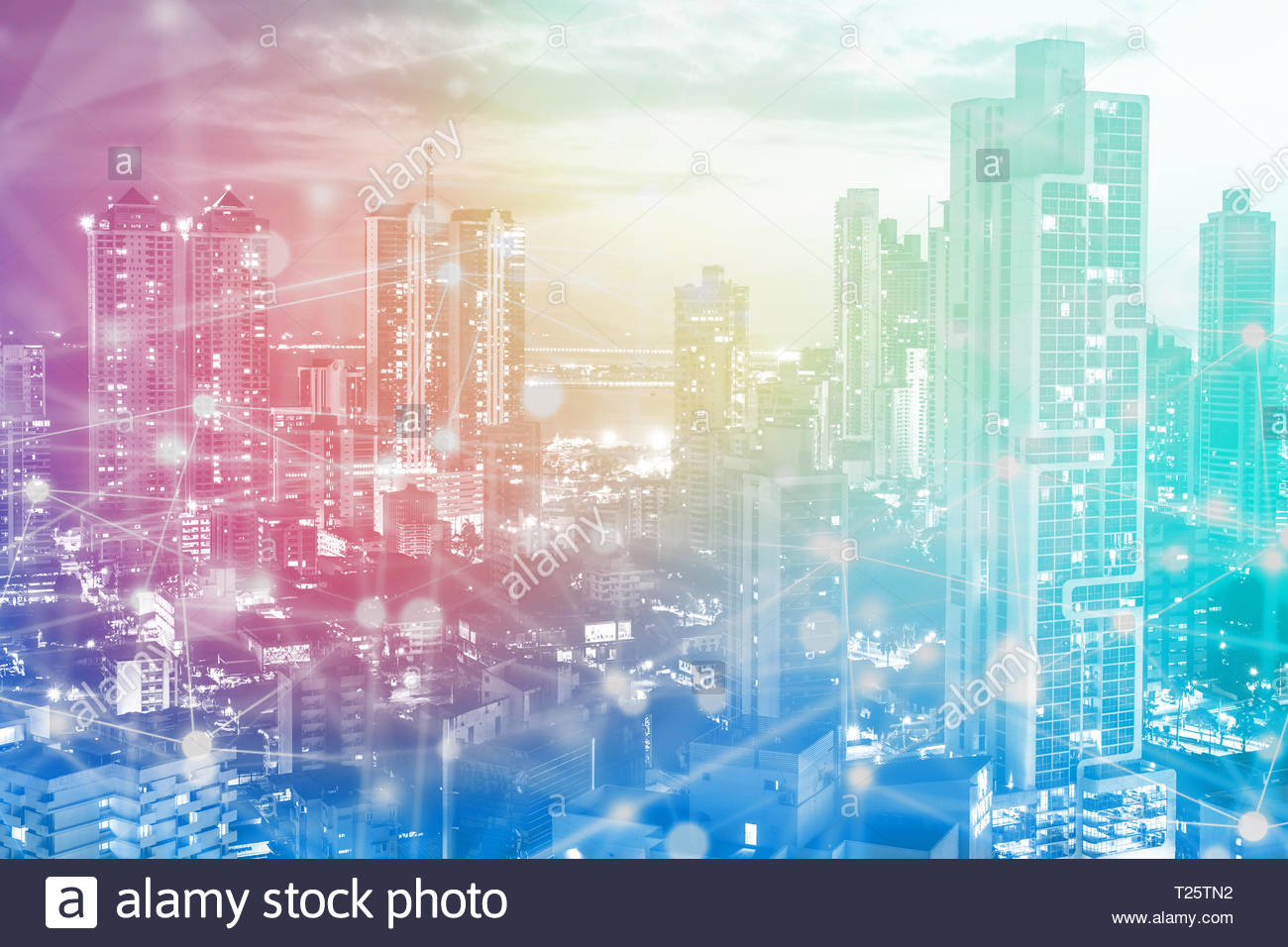 Work Illustration With City Skyline Abstract Technoloy