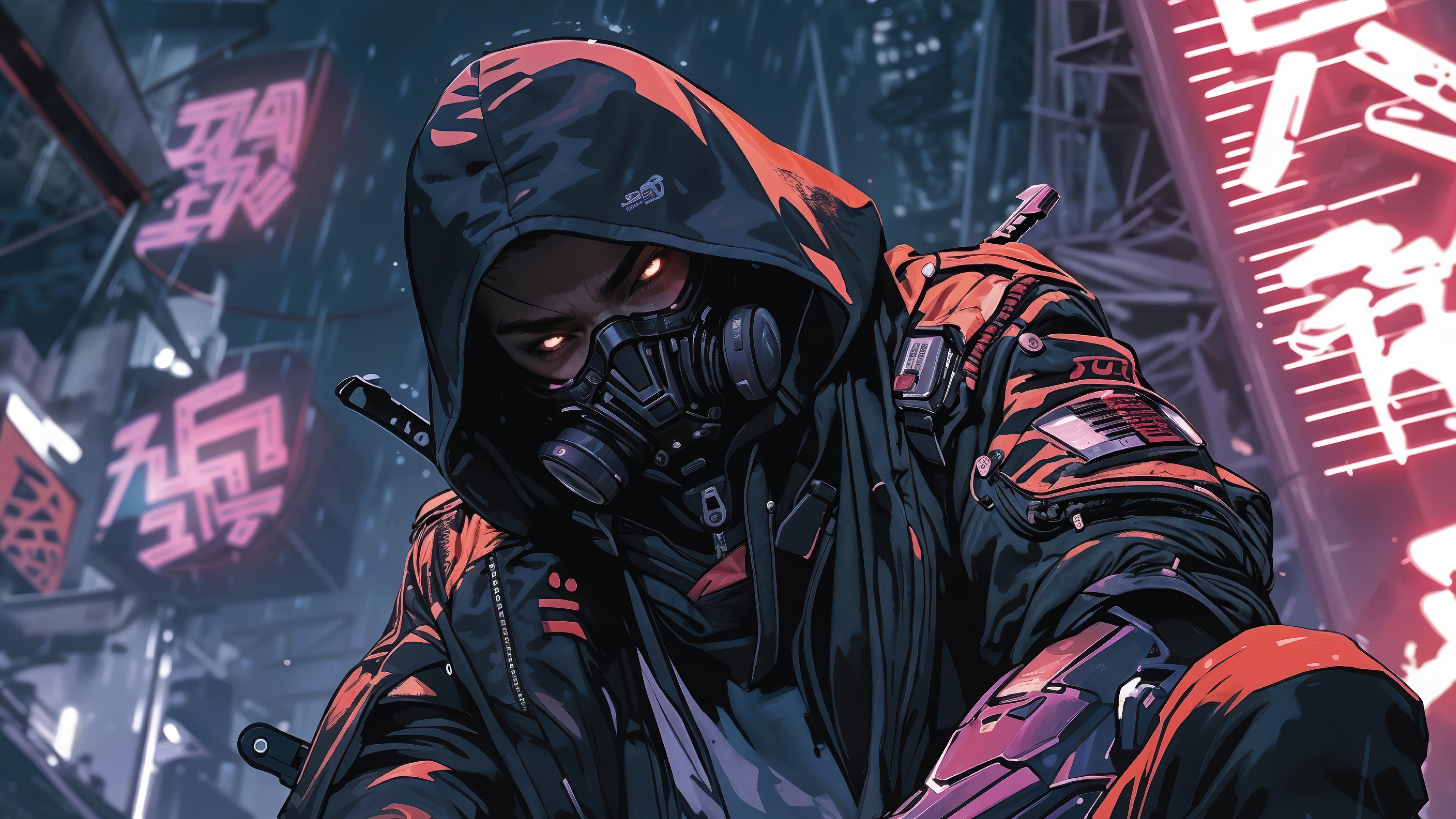 Cyberpunk Anime Boy Mask Sci Fi A Pc 4k Wallpaper