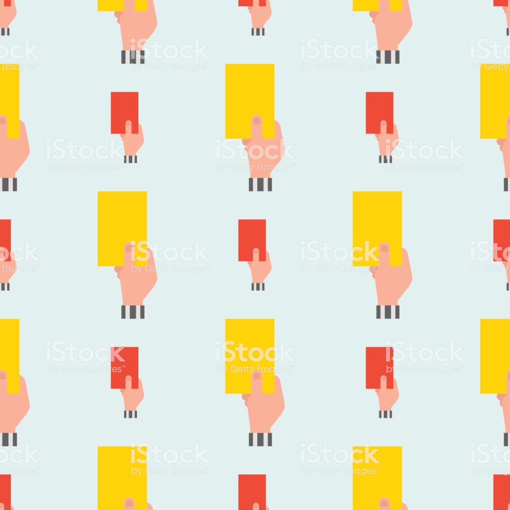 Seamless Pattern Hand Of Soccer Referee Hands Showing Red Yellow
