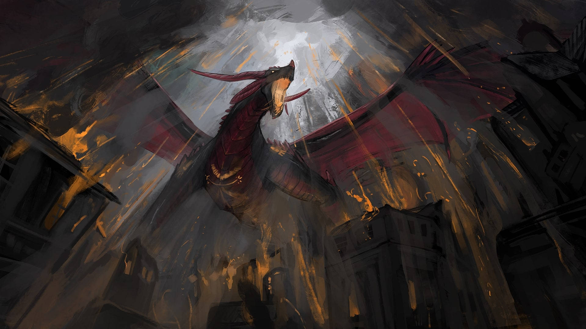 Lava Dragon Rain Wallpaper
