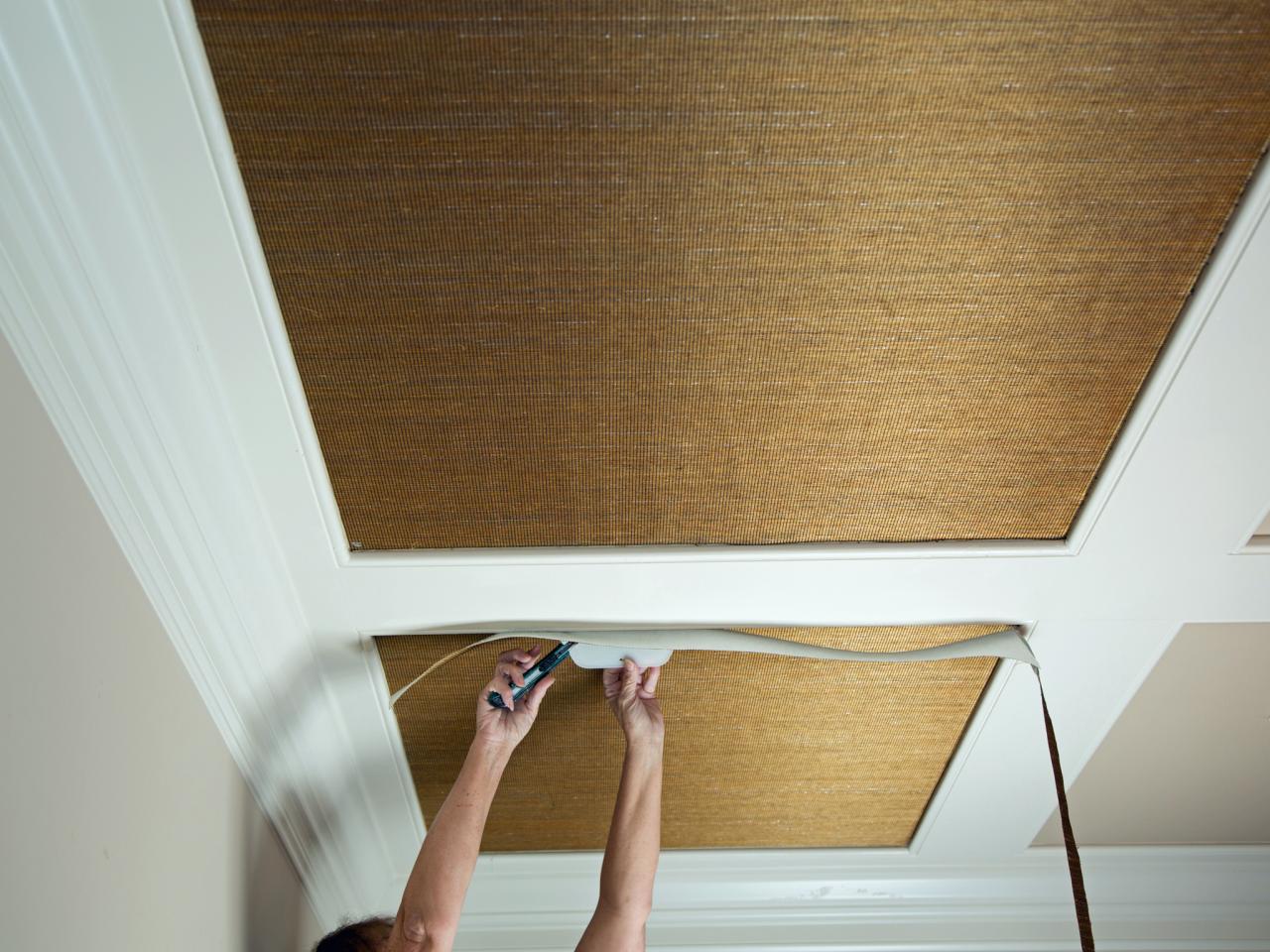 How To Install Grasscloth On A Coffered Ceiling Interior Design