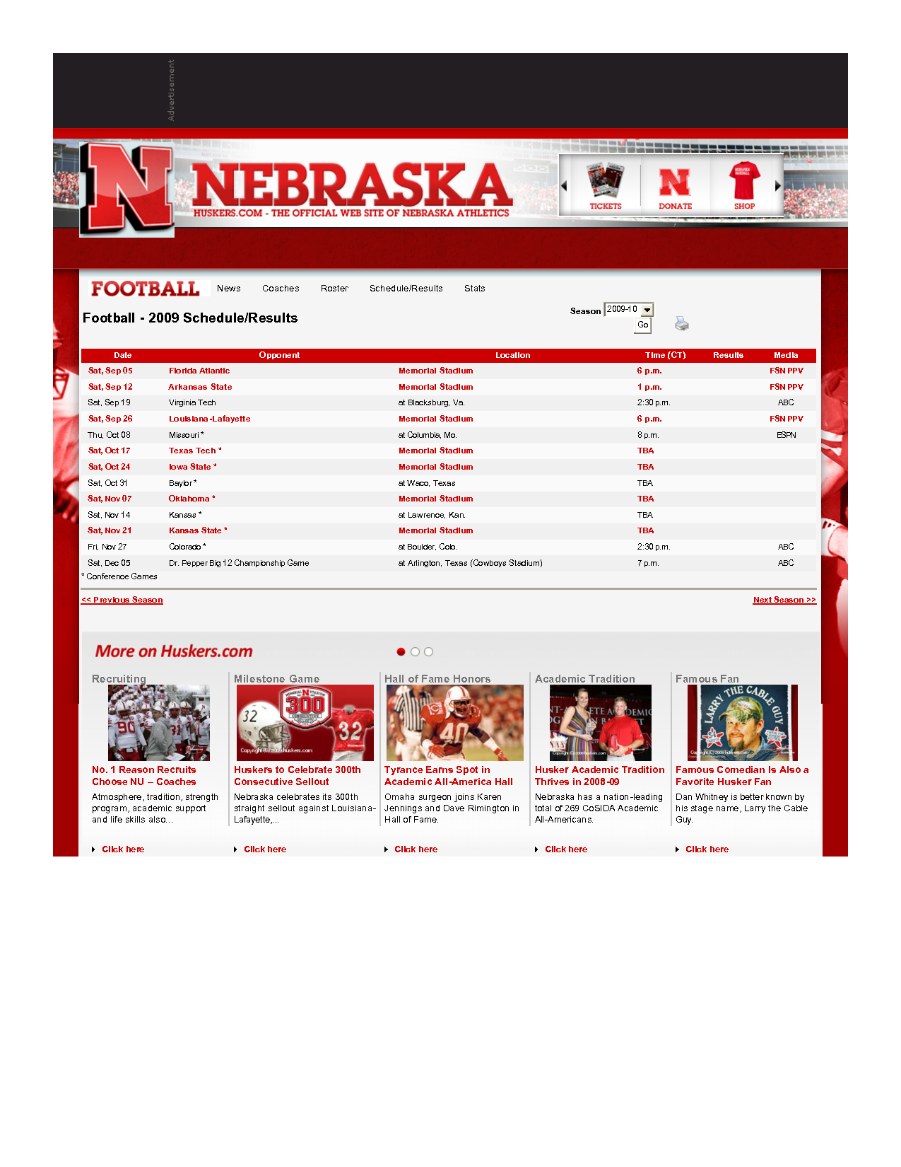 Nebraska Huskers Football Schedule By Torque63