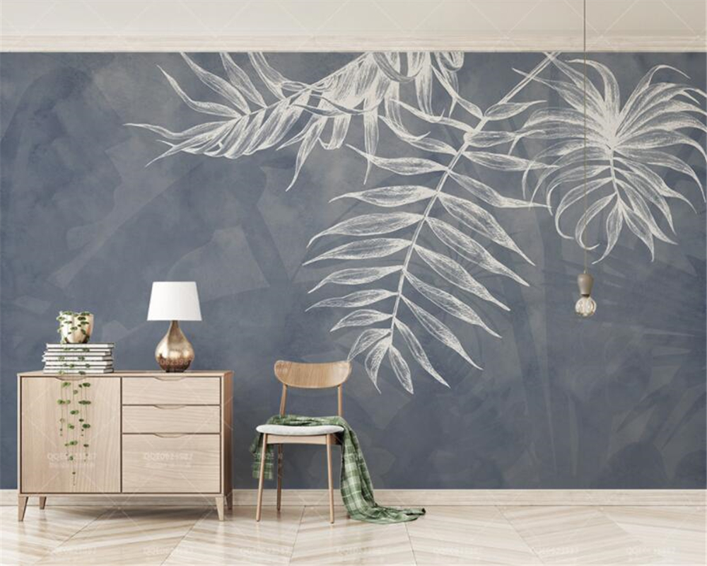 Custom Any Size Wallpaper Modern Style Leaf Texture Bedroom Master