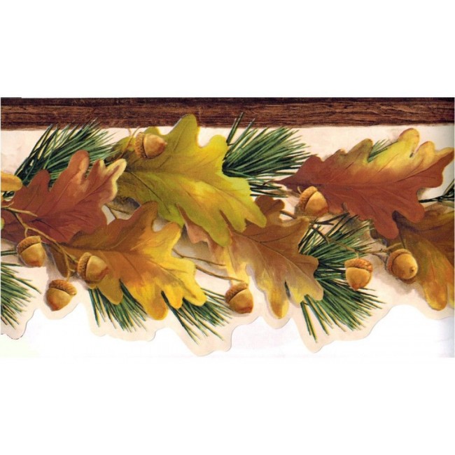 Lodge Fall Autumn Laser Cut Leaves And Acorns Wallpaper Border All