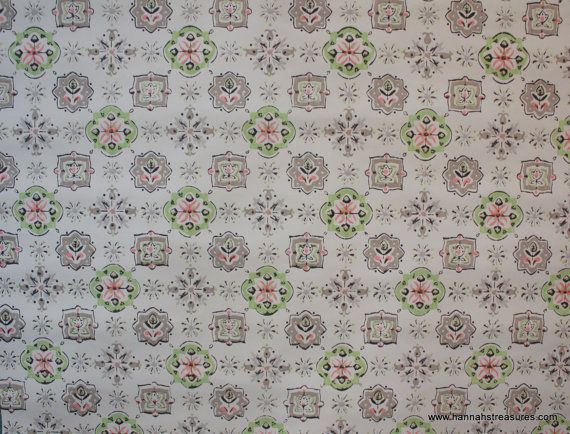 S Vintage Wallpaper Pink Green And Brown By Hannahstreasures