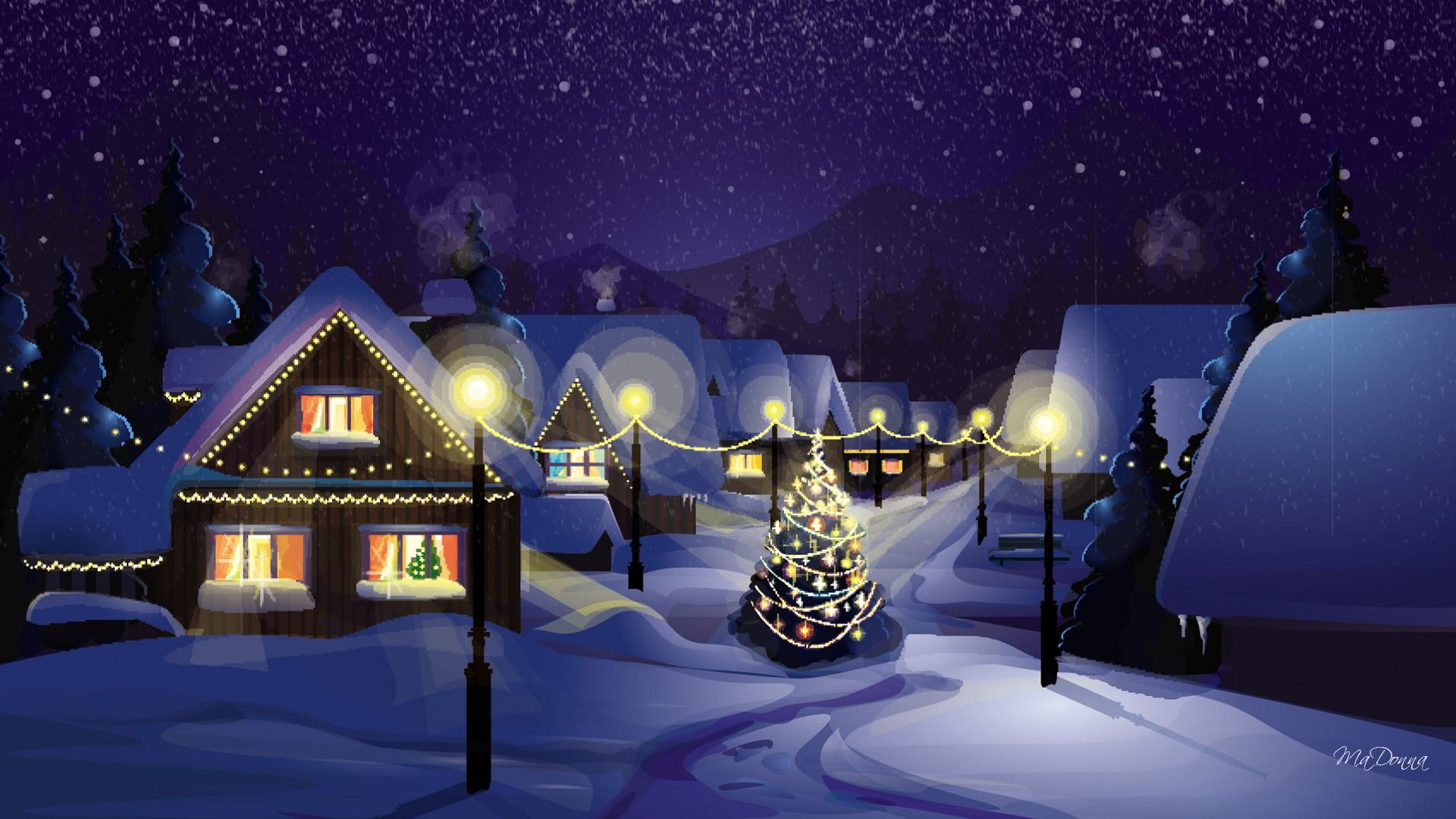 Christmas Village HD Wallpaper