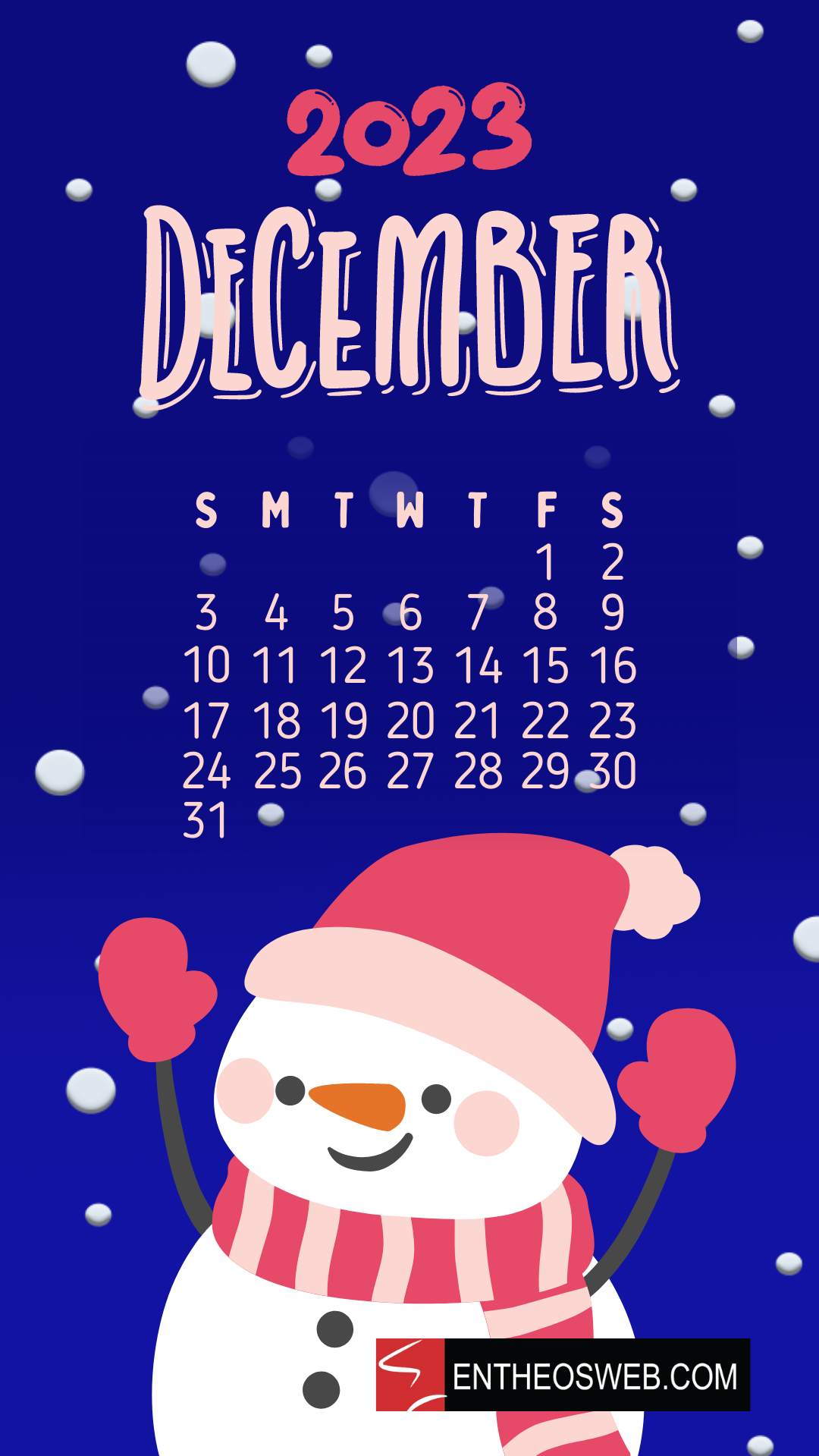 December Calendar Phone Wallpaper EntheosWeb