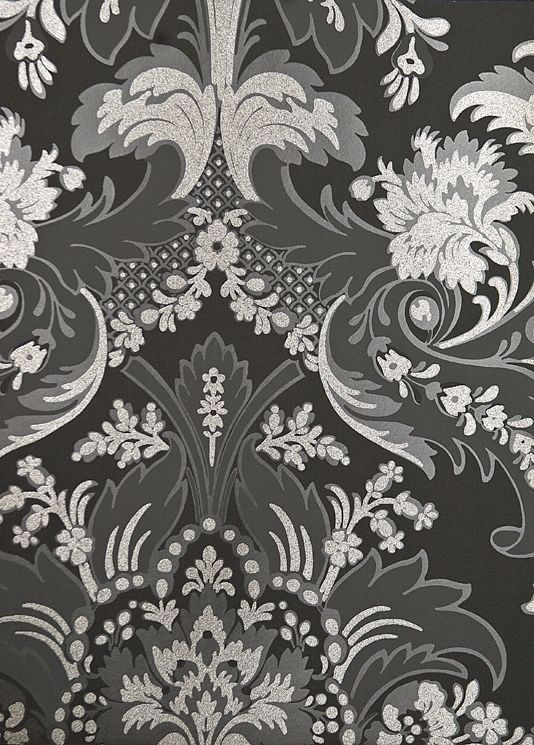  Wallpaper with Dark Grey and Charcoal motif embellished with pewter