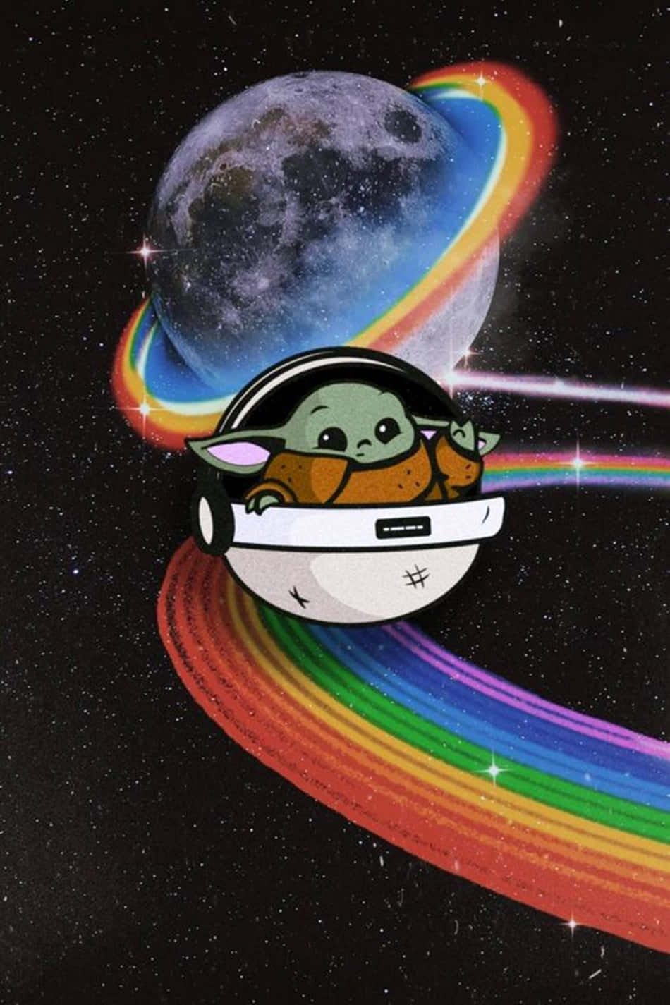 Baby Yoda Cartoon Wallpaper