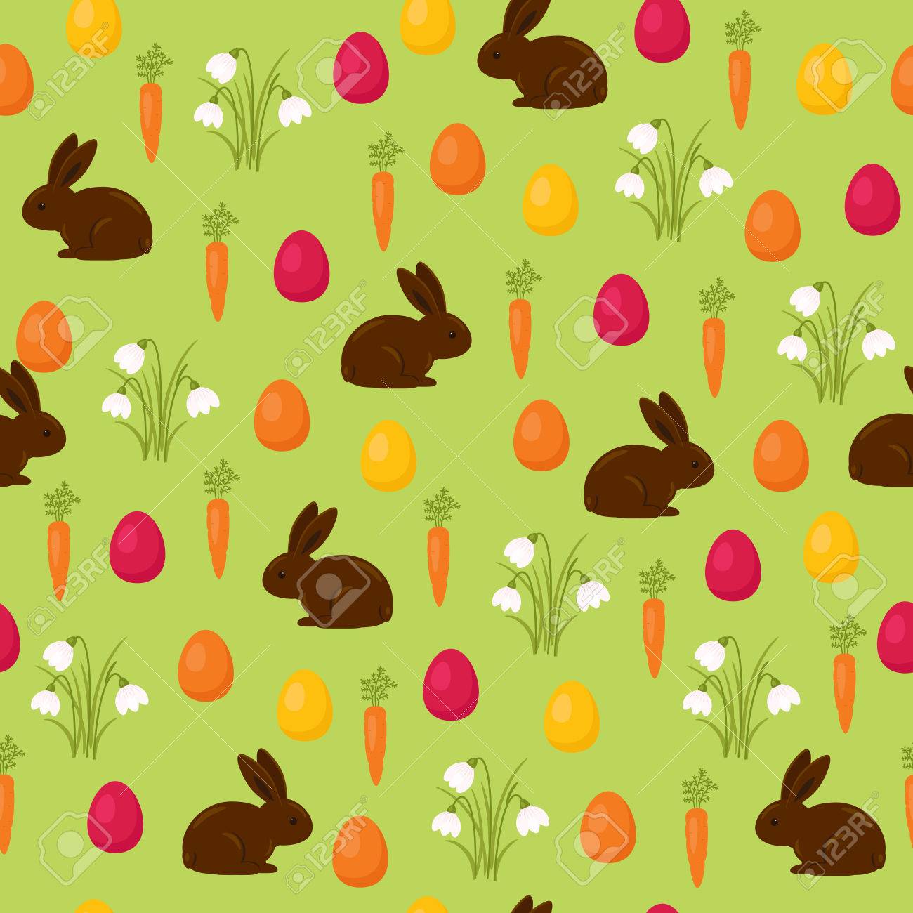Easter Seamless Wallpaper Chocolate Bunny With Basket