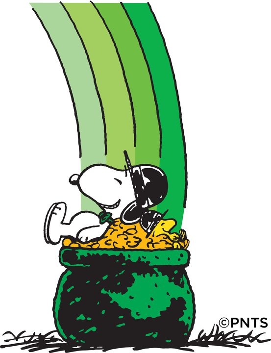 St Patrick S Day Snoopy And Woodstock Nap On A Pot O Gold Clip