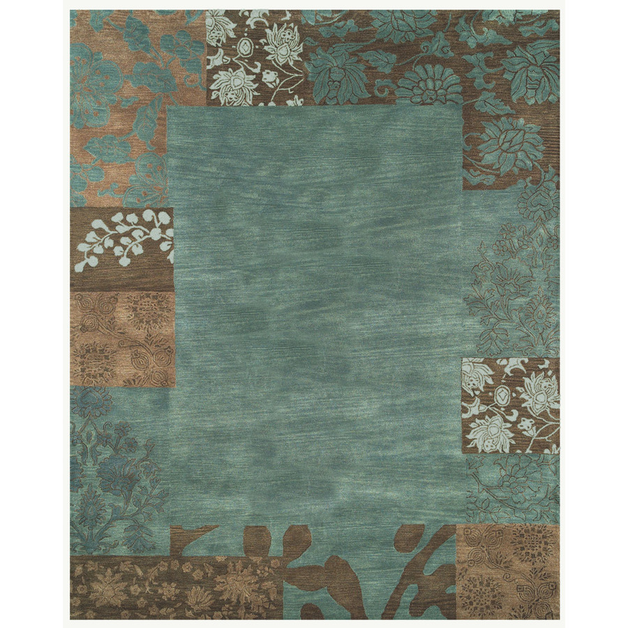 Shop Madison Rectangular Blue with Brown Border Wool Area Rug Common 900x900