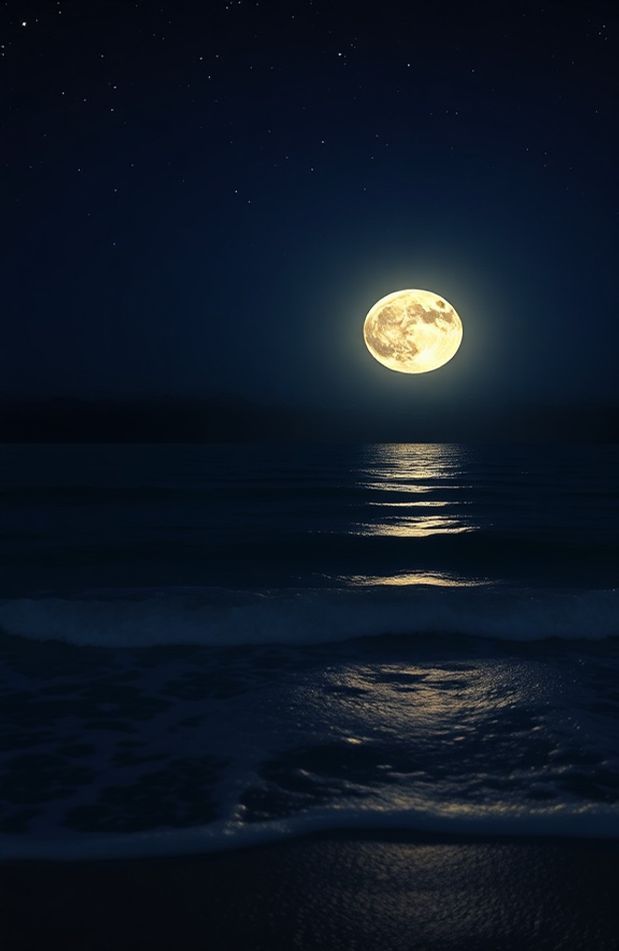 Moon Over Ocean Wallpaper