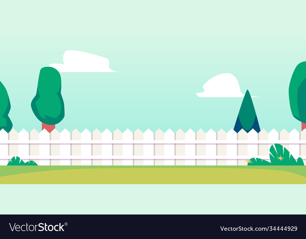 Summer Backyard Background Banner With Fence And Vector Image