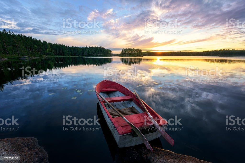 Rowboat With Stunning Sunset Stock Photo Image Now