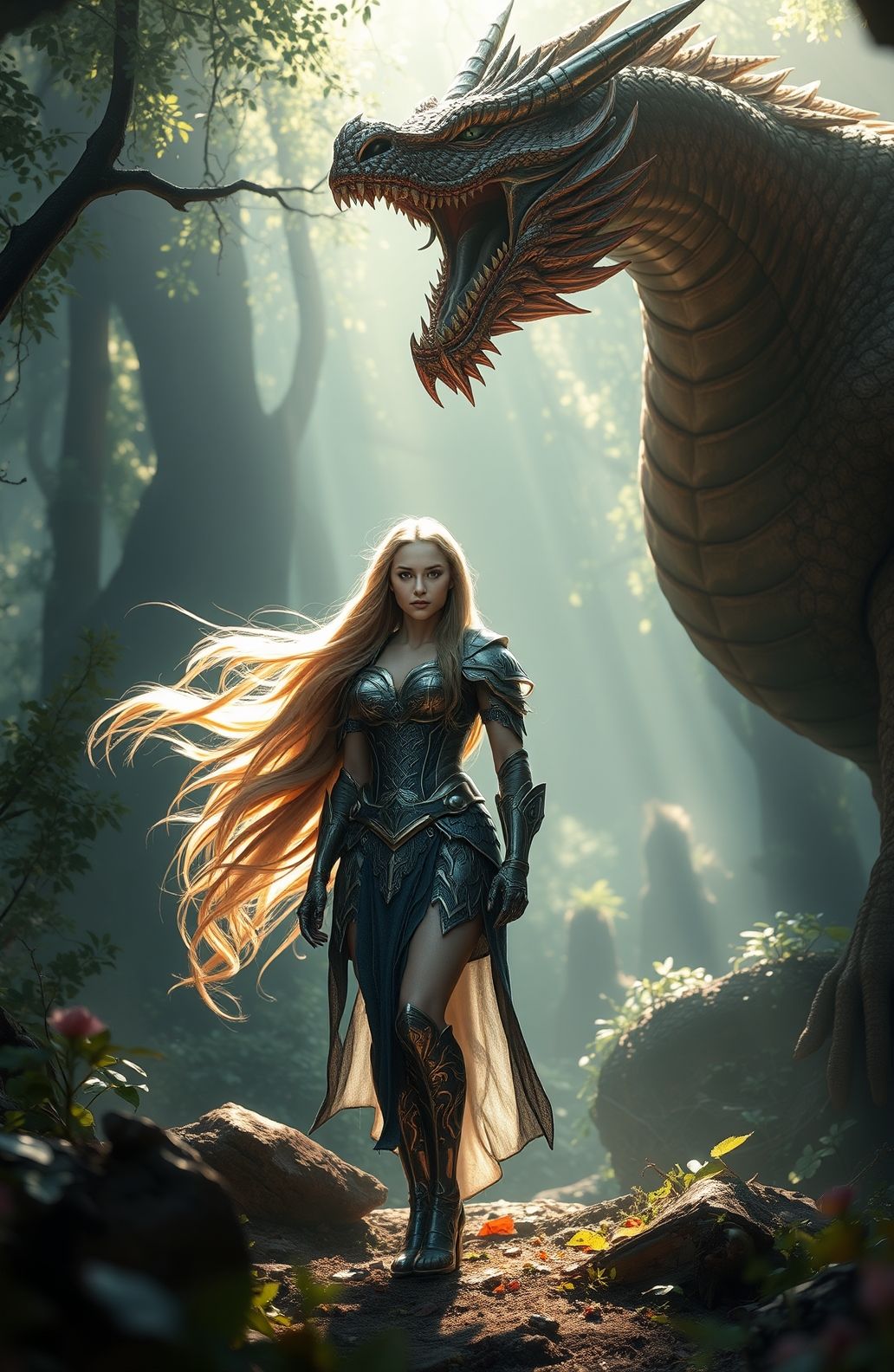 Woman And Dragon Wallpaper