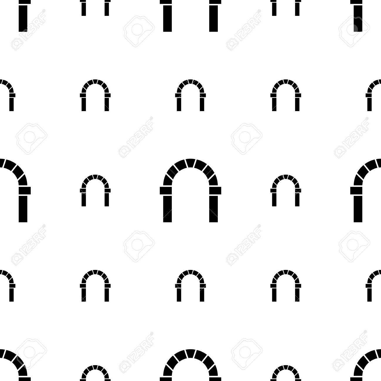 Seamless Vector Pattern For Round Arch With Keystone On White