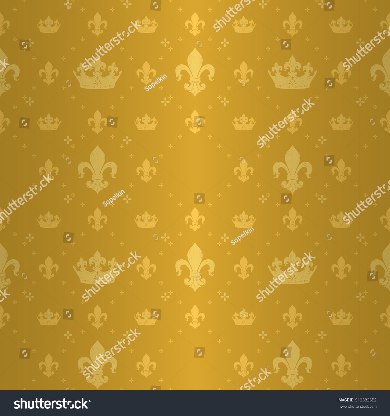 Seamless Pattern White Gold Kingly Flower Stock Vector Royalty