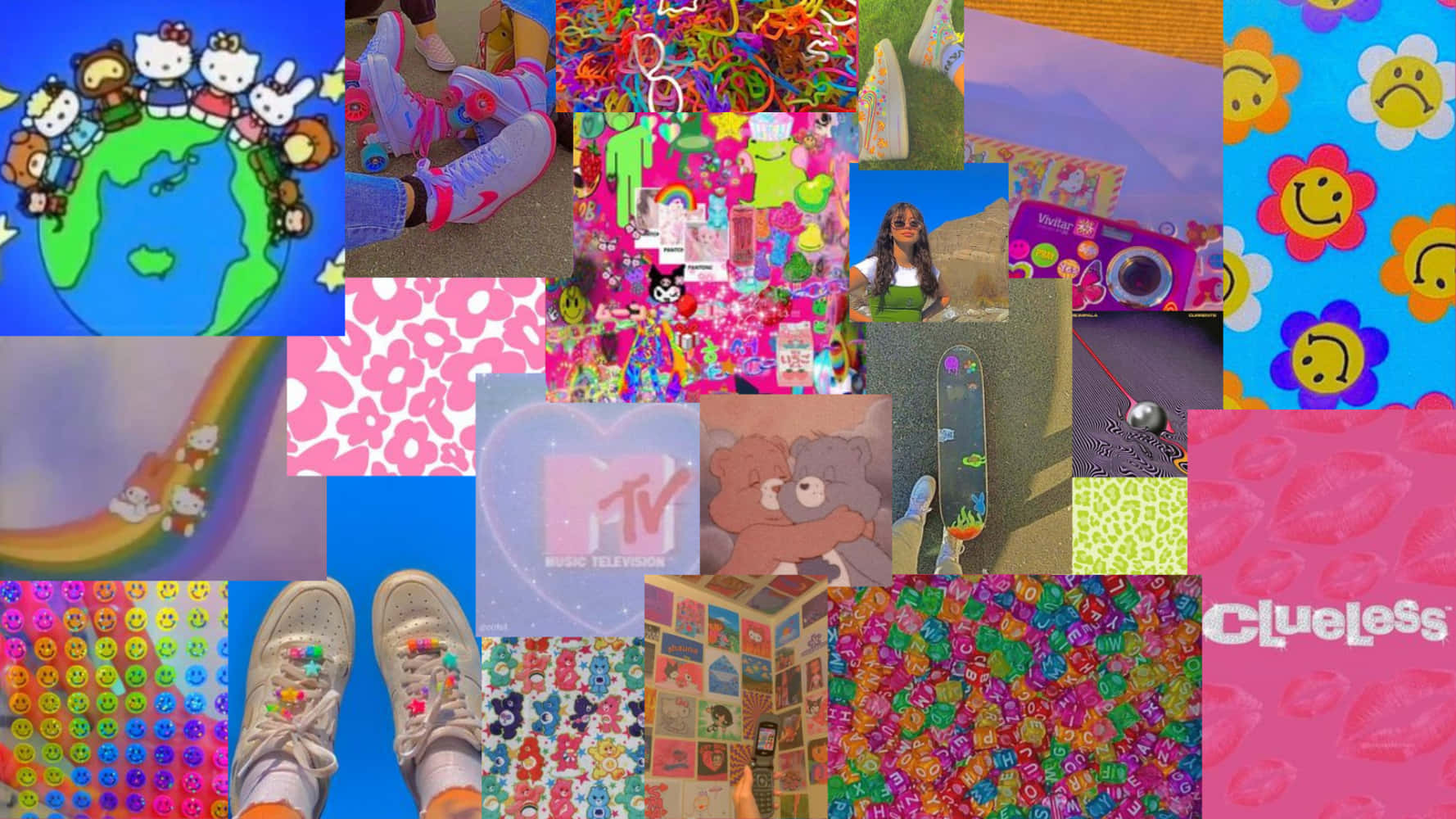 A Collage Of Various Image Cartoon Characters Wallpaper