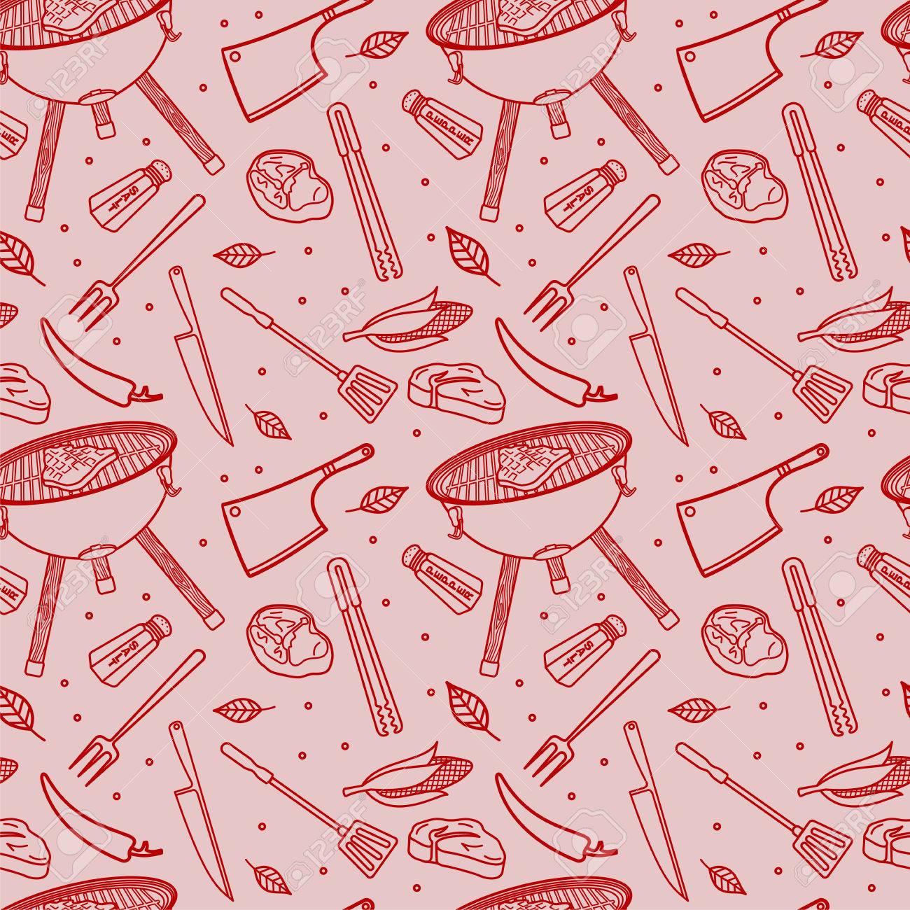 Meat Steaks Bbq Vector Food Seamless Texture Pattern