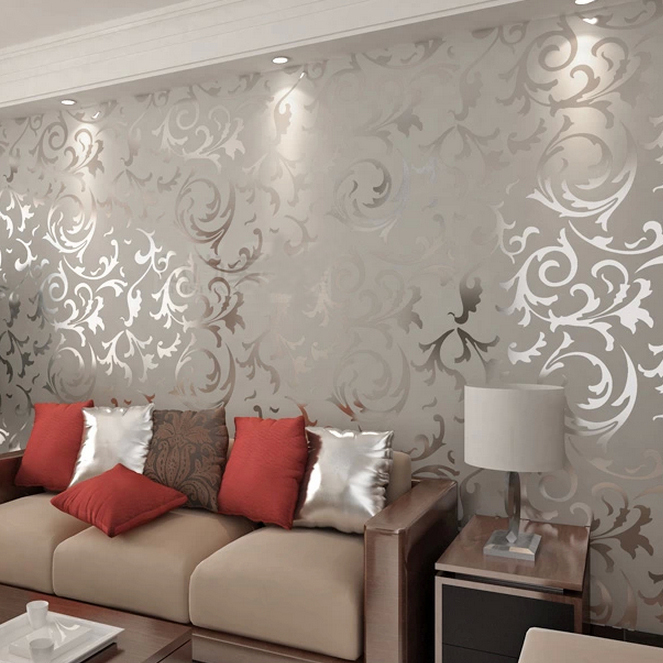 New Designer Flocking Textured Grey Color Wallpapers Discount Now for 663x663