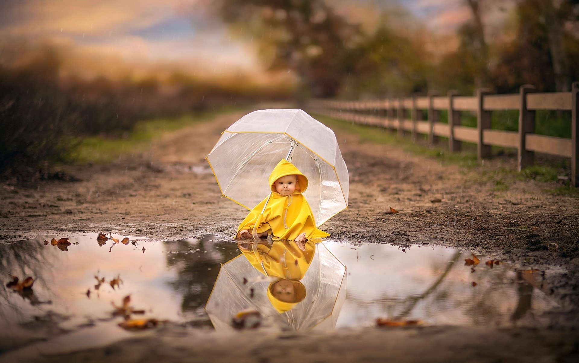 Reflection Umbrella Child Photography Baby HD Wallpaper By