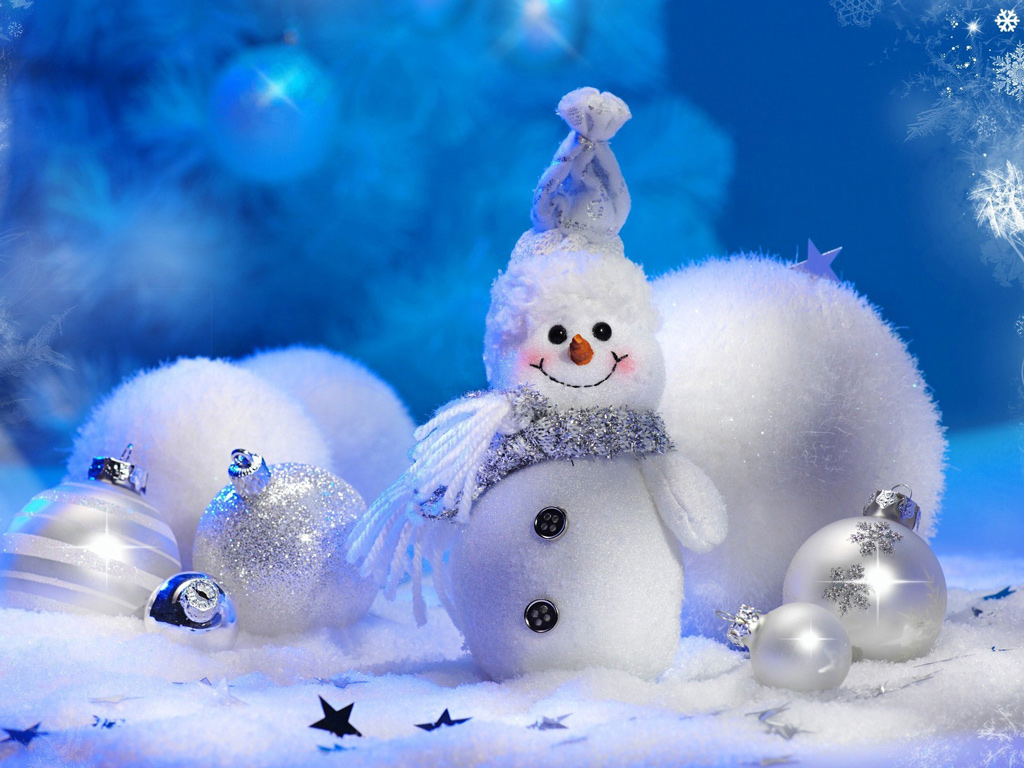 size 1024x768 free desktop wallpaper of cute christmas snowman free