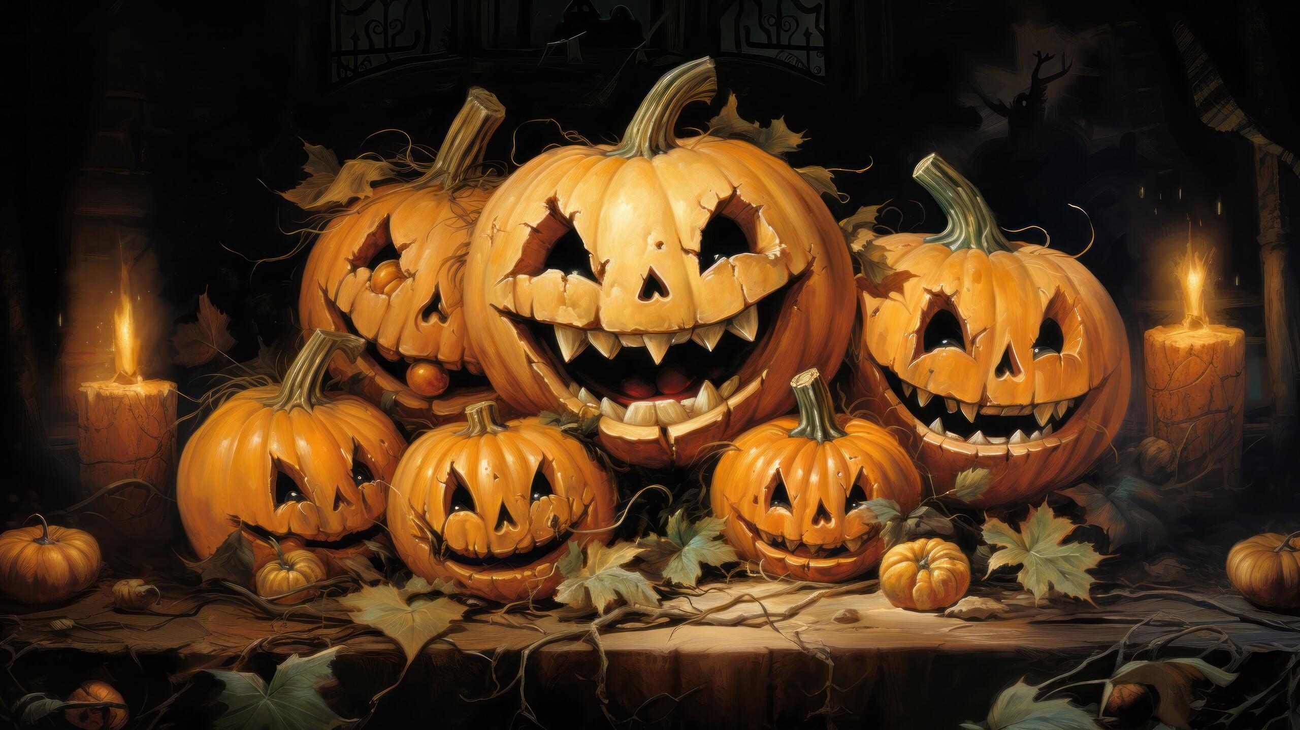 Halloween Pumpkin Scary Smile 4k Wallpaper iPhone HD Phone 841m