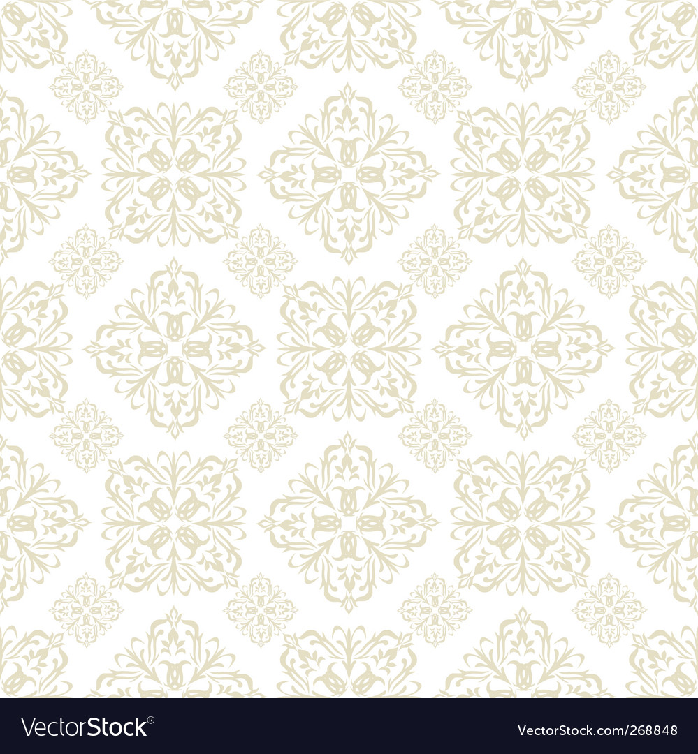 Floral Wallpaper Beige Tile Royalty Vector Image
