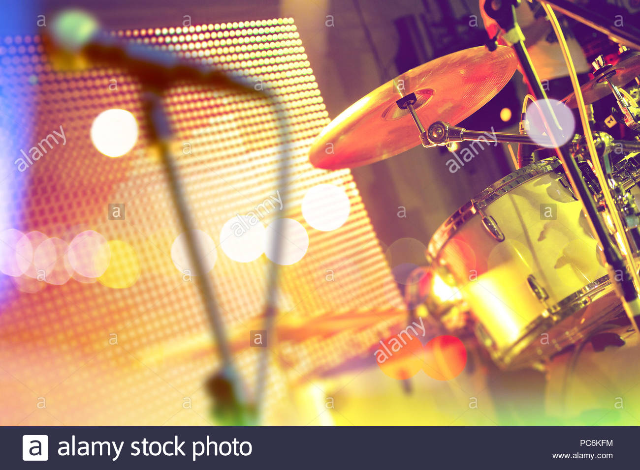 Live Music Background Drumset On Stage Concert And Show